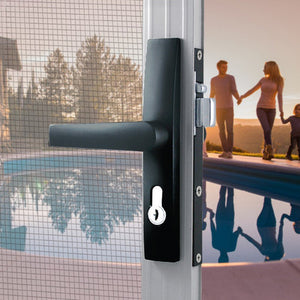 Doric DS2075 black screen door lock complete with cylinder