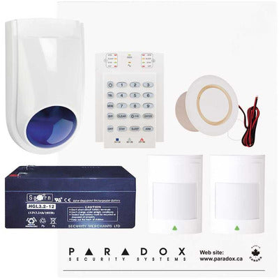 Paradox SP4000 Alarm Kit with Small Cabinet, K636 Keypad & WP06 Extern ...